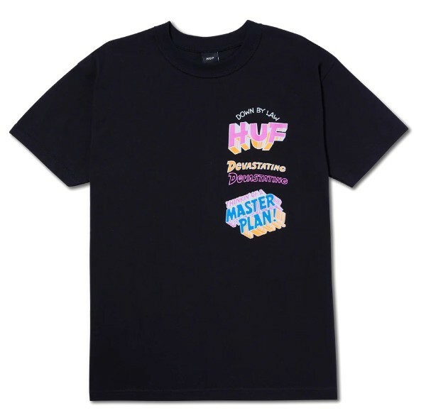 HUF*ハフ*US:XXL[MASTER PLAN]ブラック/バックプリント半袖Tシャツ