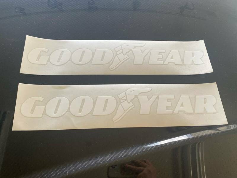 未使用品 GOODYEAR グッドイヤー ステッカー 大サイズ ホワイトレターリング 2枚セット レーシング GY002