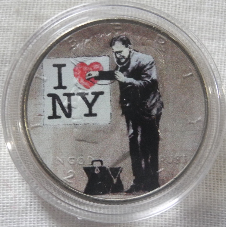 アメリカ 1/2ドル硬貨 バンクシー New York ニューヨーク 限定カラーコイン Banksy USA 証明書&コインホルダー付き 新品レア