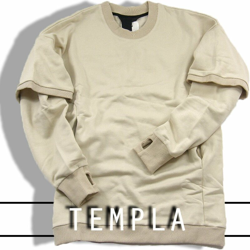 新品 イタリア製 【TEMPLA / テンプラ】 LAYERED SWEATER オーガニックコットン スウェット レイヤード S(~M) 定価8万円 352693 トレーナー