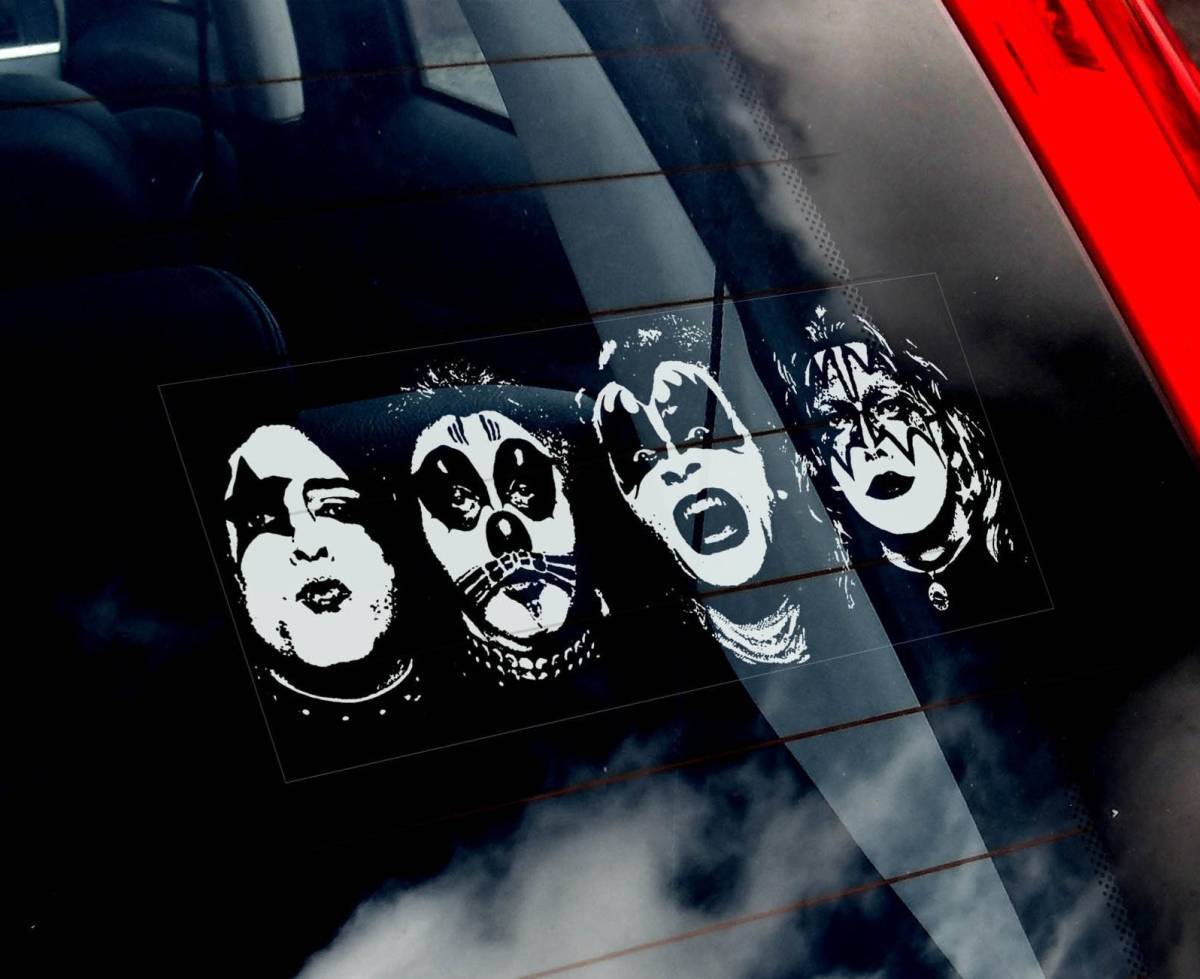◆送料無料【キッス/KISS】外張り カーステッカー 220×100mm 外貼り カー ステッカー ウインドウ シール ジーンシモンズ ROCK M1@2376-4