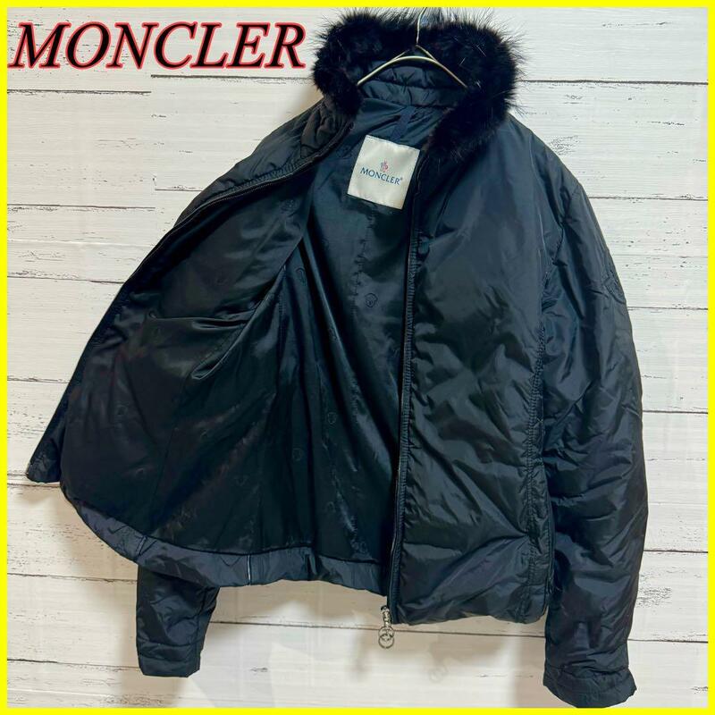 【極美品】MONCLER モンクレール ダウンジャケット ブラック 黒　ファー 0　S〜XS レディース