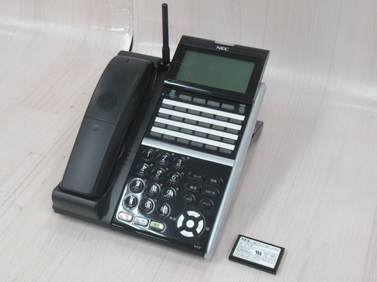 Ω XL2 14256# 保証有 キレイ NEC【 DTZ-24BT-3D(BK)TEL 】 Aspire UX 24ボタンカールコードレス 電池付 領収書発行可能