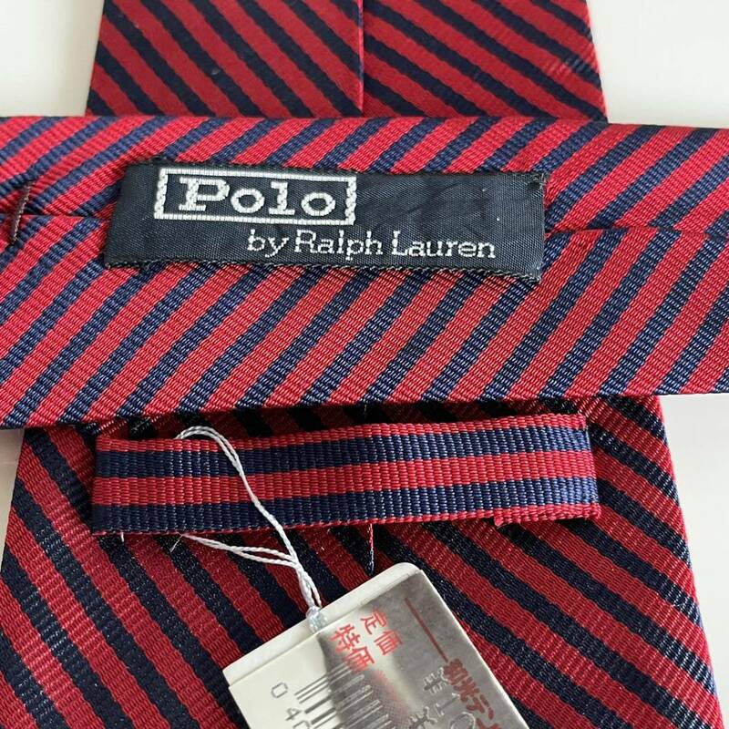 POLO by RALPH LAUREN（ ポロバイラルフローレン） 赤紺ストライプネクタイ 新品　未使用　タグ付き