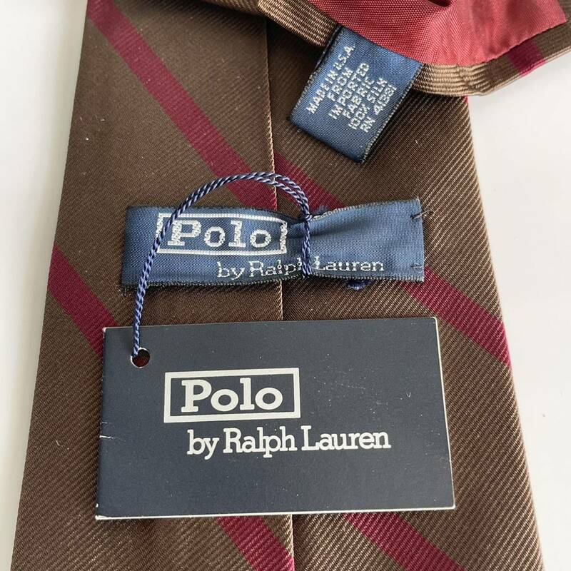 POLO by RALPH LAUREN（ ポロバイラルフローレン） ブラウン赤ストライプネクタイ 新品　未使用　タグ付き