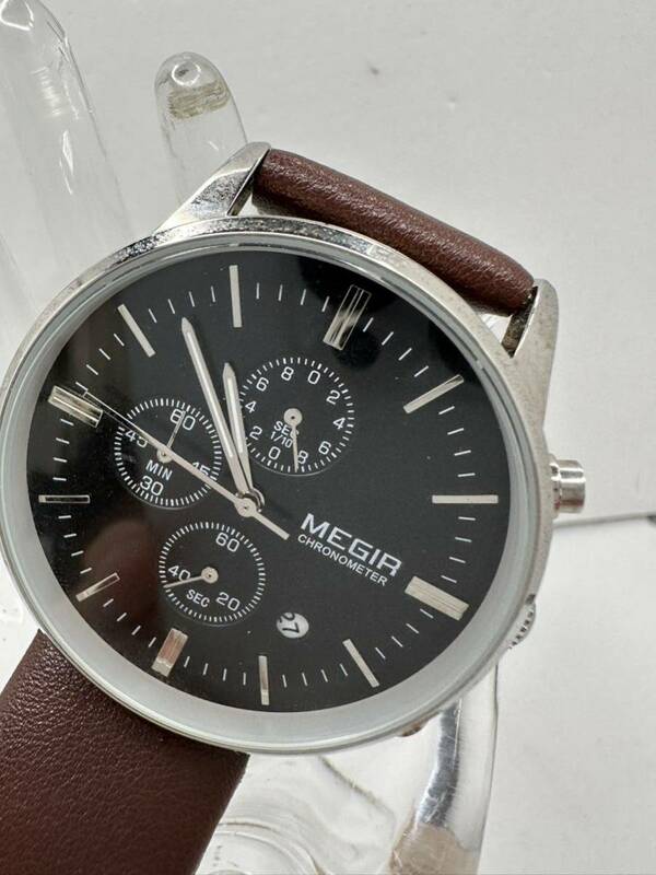 【MEGIR】クロノグラフ メンズ腕時計 中古品　電池交換済み　稼動品　50-4