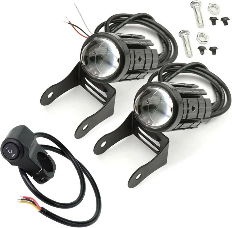 バイク ヘッドライト LED プロジェクター レンズ デュアル カラー フォグランプ スポットライト ATV