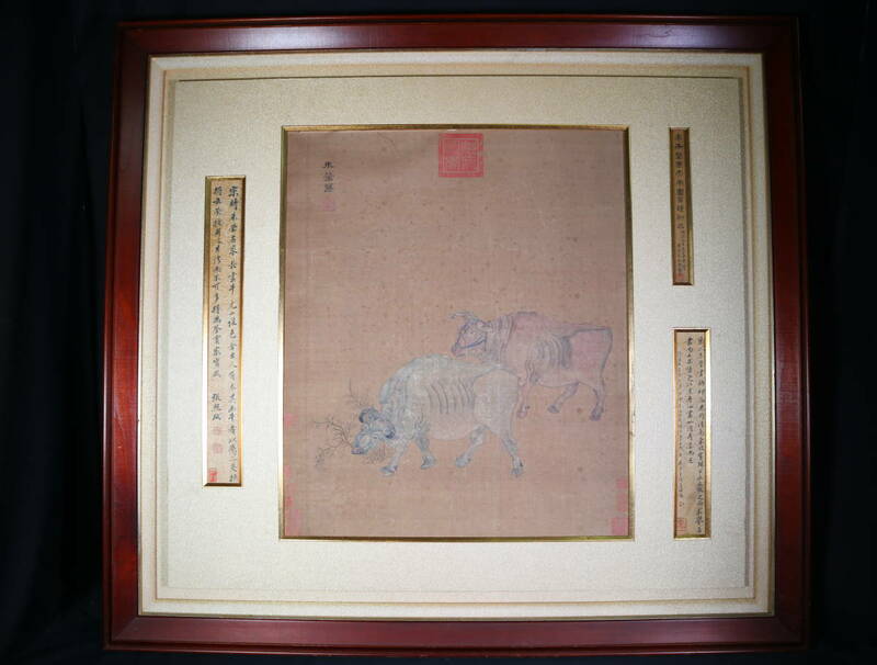 絵画・中国宗代・朱栄・相牛の図・三名の賛有・大珍品