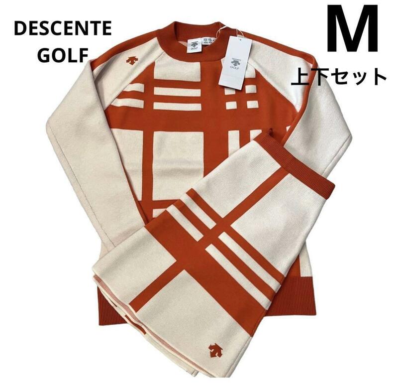 DESCENTE デサント ゴルフ セットアップ ニット スカート 上下セット M オレンジ