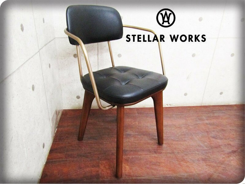 新品/未使用品/STELLAR WORKS/FLYMEe取扱い/Utility Arm Chair U/Neri＆Hu/ウォールナット/スチール/牛革/アームチェア/193,600円/ft8342k