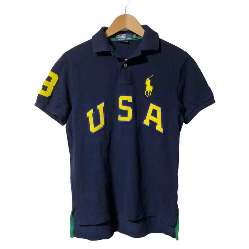 Polo by Ralph Lauren ポロバイラルフローレン ポロシャツ ビッグポニー USA ワッペン ナンバリング 半袖 S ネイビー メンズ A27