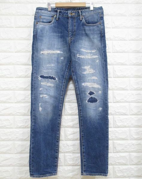 【JAPAN BLUE JEANS】ジャパンブルージーンズ Santa Monica◆リペア加工！ ストレッチ デニムパンツ 日本製◆S