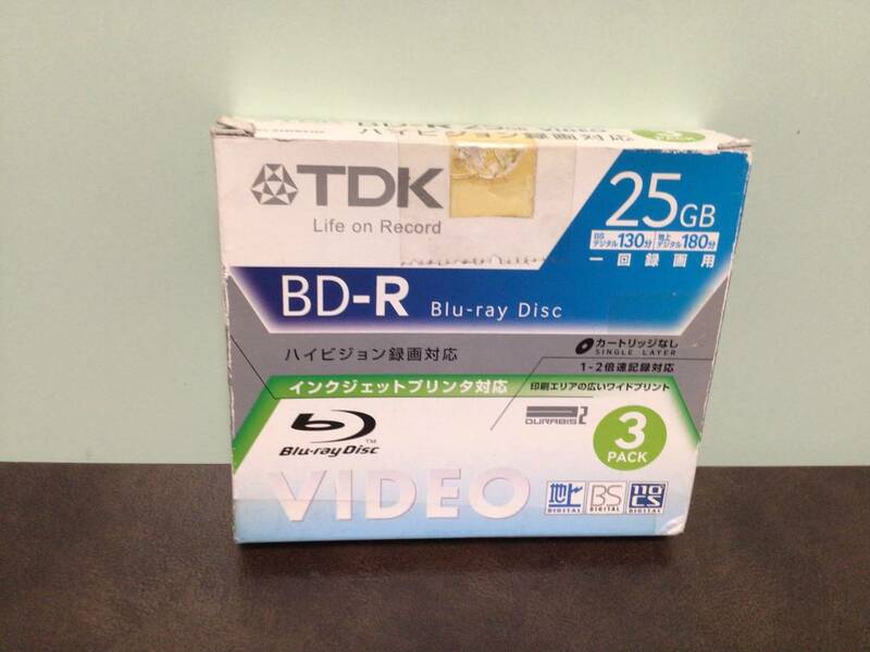 ⑤③新品★TDK BD-R ブルーレイディスク ハイビジョン録画対応 25GB 3パック入り １回録画用 永久保存用に♪