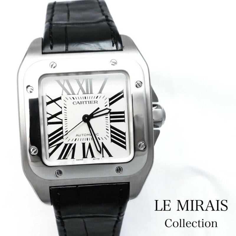 【仕上済】カルティエ サントス100 MM SS メンズ 腕時計 CARTIER 時計