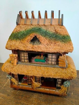 木製模型 ジオラマ模型 古民家 茅葺屋根 日本家屋 昭和レトロ 高さ約56cm　1018018/SR4L
