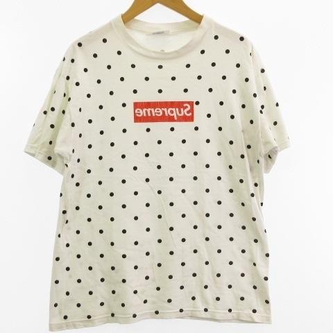 シュプリーム SUPREME ×COMME des GARCONS SHIRT コムデギャルソンシャツ ボックスロゴ Tシャツ カットソー 白系 ホワイト S ■GY12