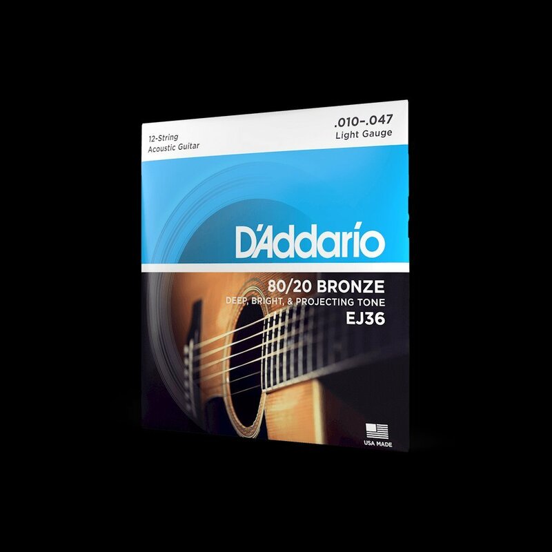 【アコースティックギター弦】 ダダリオ D'Addario EJ36 12-String / Light 12-53 80/20 BRONZE 12弦ギター 正規品