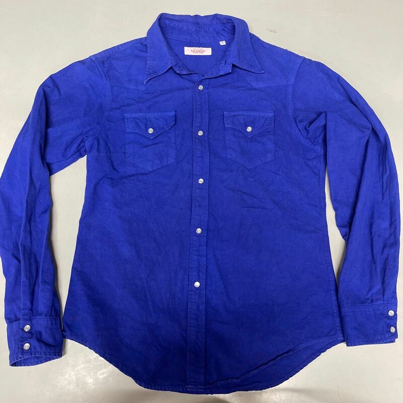 ハリウッドランチマーケット HOLLYWOOD RANCH MARKET コットン 日本製 MADE IN JAPAN サイズ2 ブルー 青 長袖シャツ ウエスタンシャツ