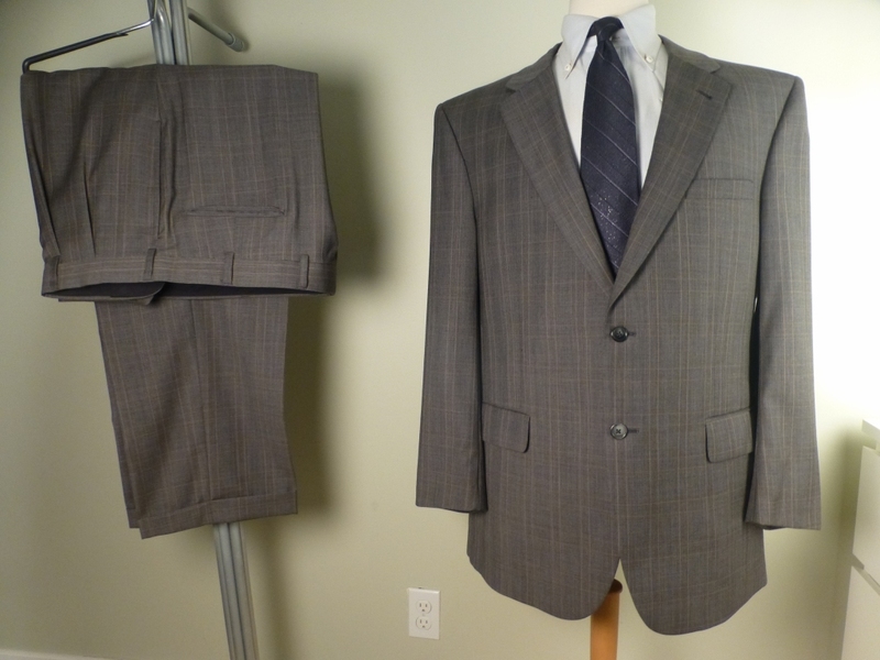 ◆Jos.A.BANK スーツ 44R W99 美品 Signature Collection グレーチェック*茶チェック キングサイズ