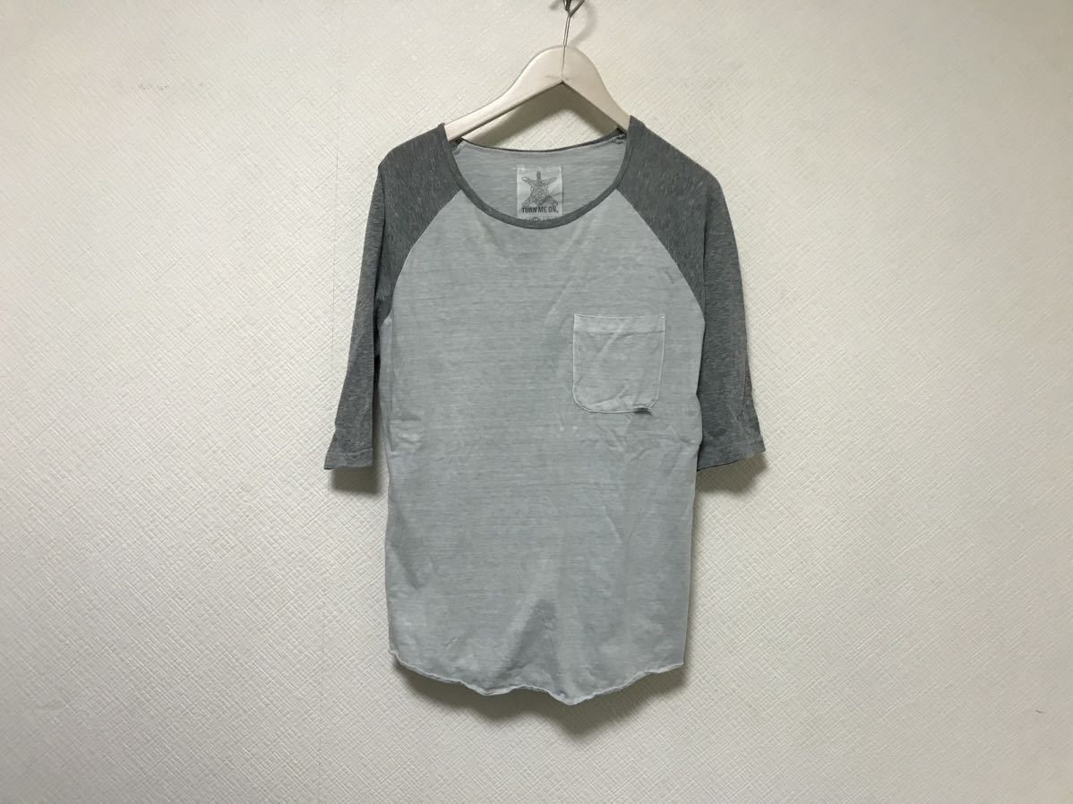 本物ターンミーオンTURN ME ONコットンラグラン半袖TシャツメンズサーフアメカジミリタリーワークビジネススーツグレーS日本製