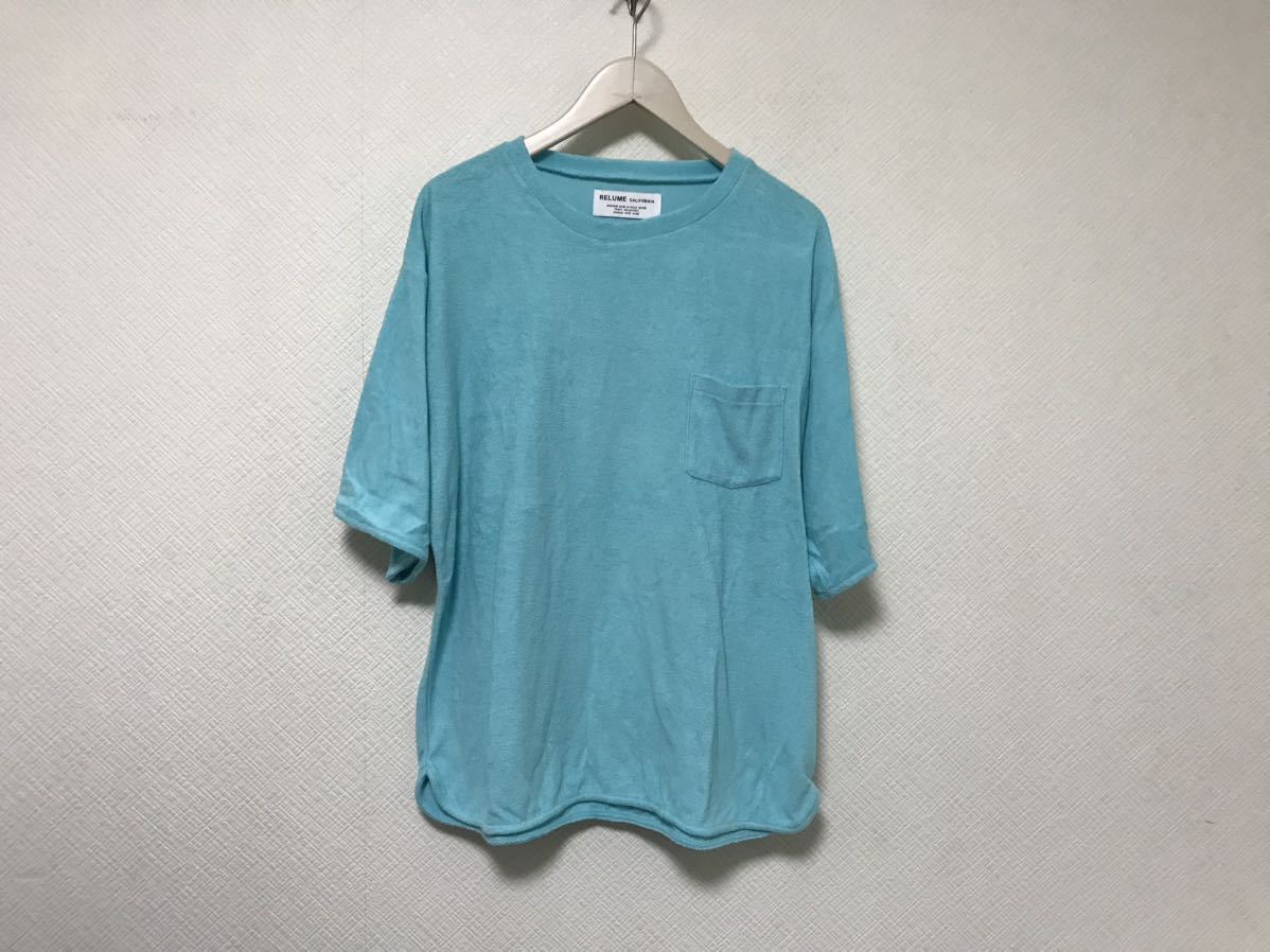 本物ジャーナルスタンダードレリュームJOUNALSTANDARDコットンタオル生地ポケット半袖Tシャツメンズサーフアメカジビジネス青ブルーM