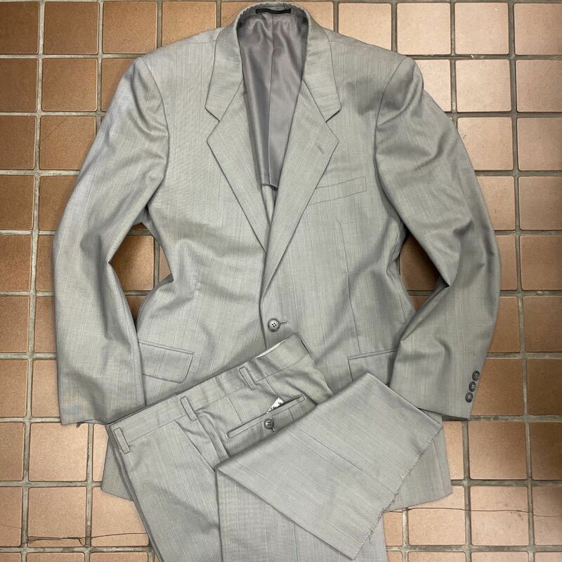 【訳あり品未使用】90年代スーツ　2Bスーツ　紳士服　背広/サイズXL A7/グレイ系/センターベンツ　ノータック＊色やけ有り＊