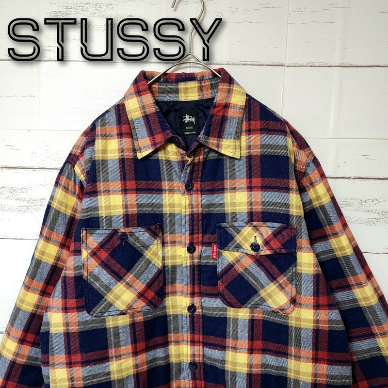 《超希少》STUSSY ステューシー ネルシャツ イエロー ネイビー チェック