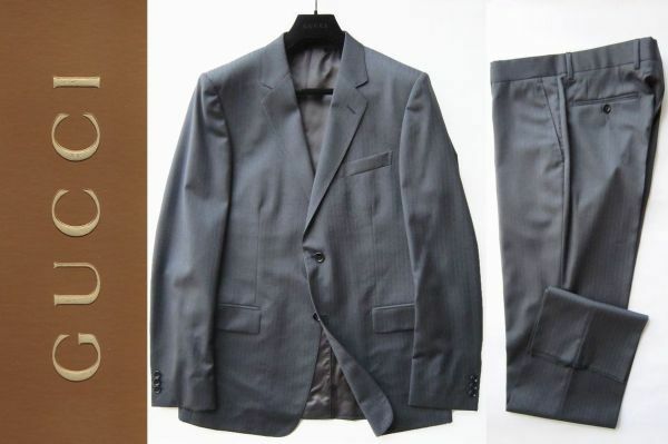 ◆本物◆GUCCI グッチ◆極上リッチ◎ヘリンボーン織スーツ52 JXFW 新品