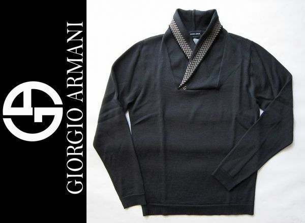 ◆本物◆GIORGIO ARMANI ◆エレガント◎カシミア混ショールカラーニットセーター50 新品