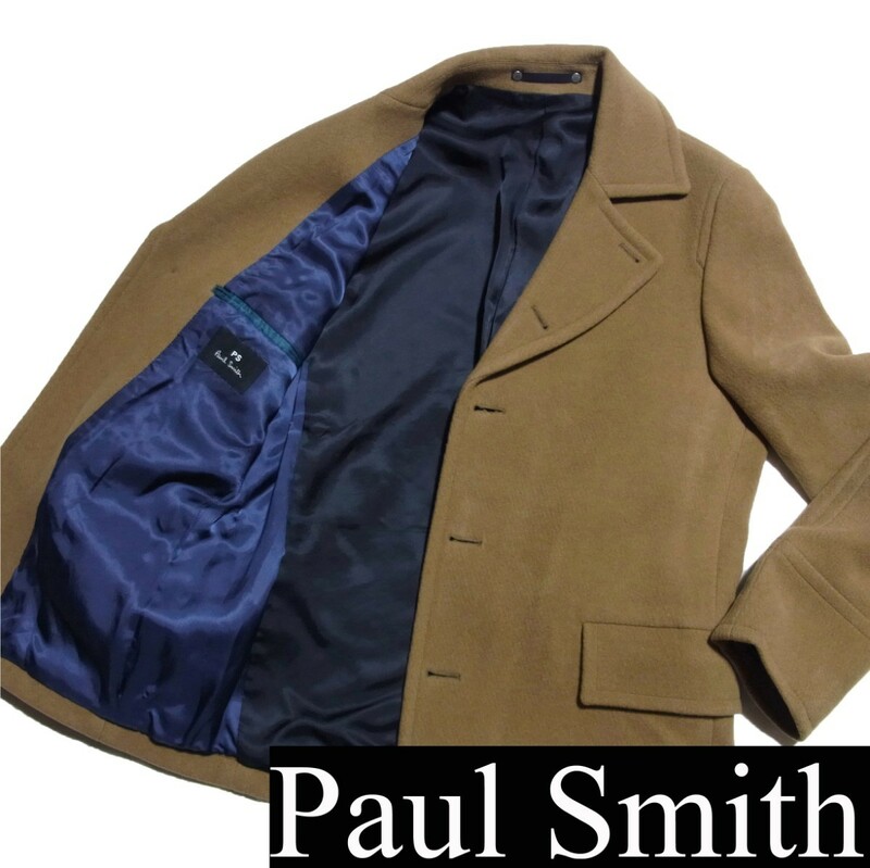 PS Paul Smith ポールスミス メルトン ウール シングル Pコート L キャメル