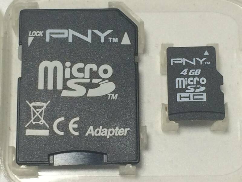 【送料無料】PNY microSDHCカード　4GB　アダプター付　中古品
