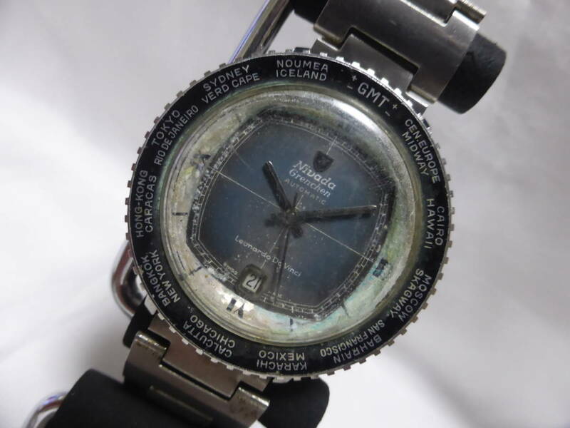 NIVADA☆ニバダ　Grenchen　自動巻き　GMT　メンズ　腕時計☆ジャンク