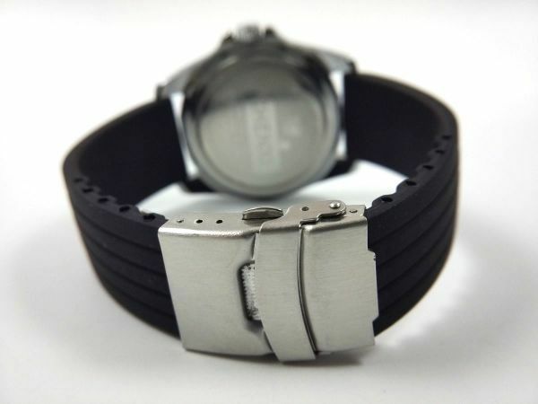 シリコンラバーストラップ 交換用腕時計ベルト Dバックル 黒 ブラック 24mm