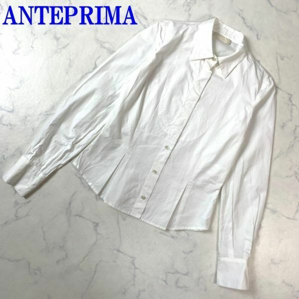 アンテプリマ コットン100%長袖ボタンドレスシャツオフホワイトANTEPRIMA カジュアル 裾タック入り 38 C7202