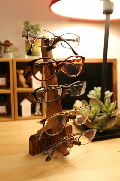 メガネ ラック スタンド 置き ホルダー 木製 アンティーク風 ビンテージ 男前 眼鏡 サングラス 収納 ケース ディスプレイ 47teak