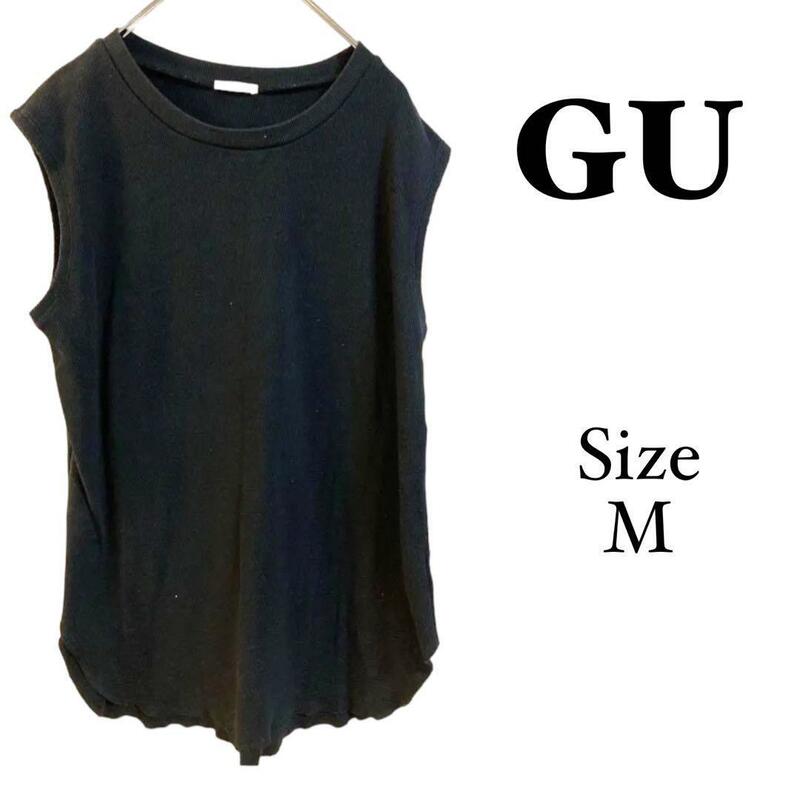 29a681 ジーユー　GU レディース　袖なしシャツ　ブラック　黒　綿