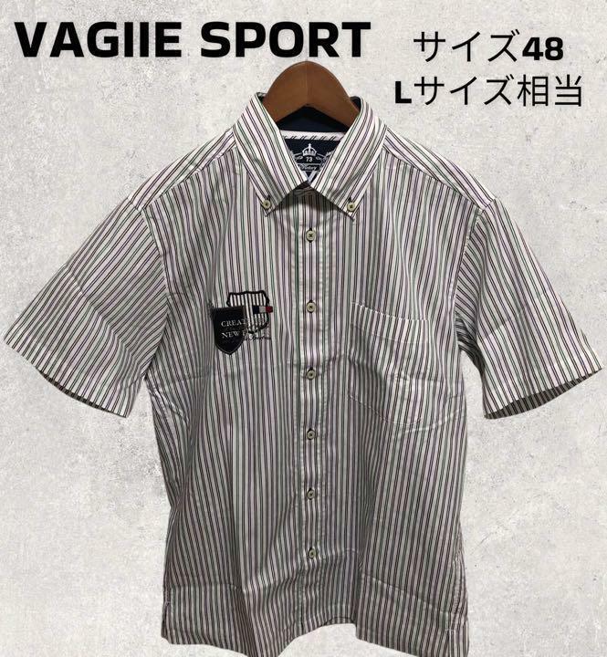 VAGIIE SPORT　バジエスポーツ　ストライプ柄　半袖シャツ　48サイズ　Lサイズ相当