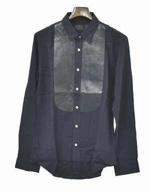 CRUCE&Co. クルーチェアンドコー Tuxedo Shirt タキシードシャツ M ブラック WASHABLE COW LEATHER ウォッシャブルカウレザー DRESS ドレス