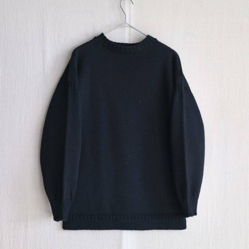 【100% ウール】イギリス製 Guernsey WOOLLENS ガンジー セーター / 36 ネイビー ニット フィッシャーマン K3-10006-9858