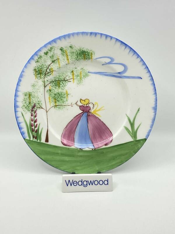 ＊レア＊ WEDGWOOD ウェッジウッド RARE ANTIQUE CRINOLINE LADY Hand Painted 22cm Dish アンティーク クリノリンレディ装飾手描き皿*L848