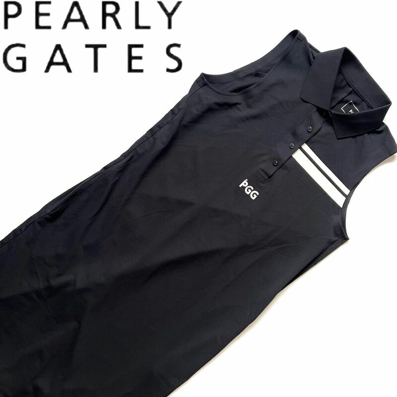 【送料無料】PearlyGates パーリーゲイツ　PGG ノースリーブ　ワンピース　0 S レディース　ゴルフ　GOLF ブラック　黒