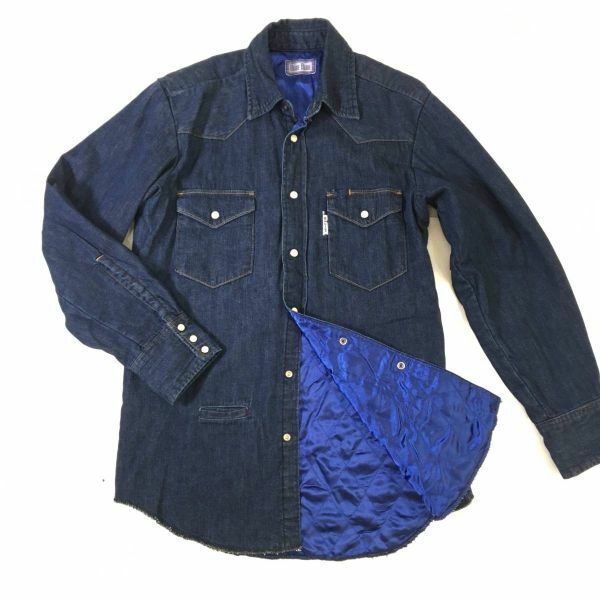 BLUE BELL デニム ジャケット 裏地キルティング 裾ヴィンテージ加工 ブルー サイズ1 ユニセックス 日本製 ワーク チョア トップス 北E3