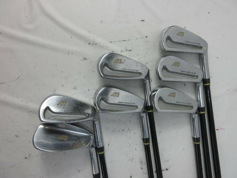 ★MIZUNO ミズノ S-10 INNER Ti-BLADE アイアン #5-#9.P.F 純正カーボンシャフト SR H147★レア★激安★中古★7本セット★