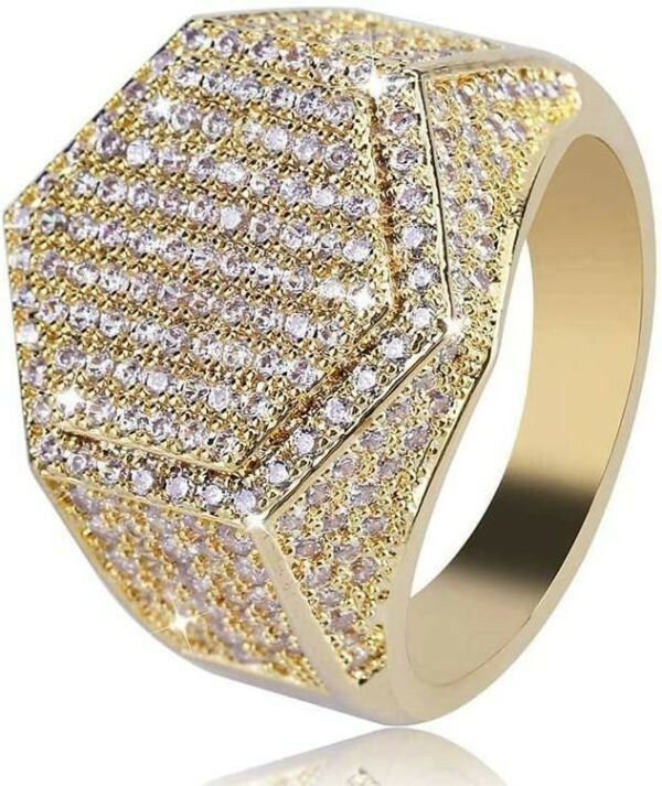新品 18ｋgp ゴールド リング 指輪 ダイヤモンドcz ジルコニア 約10g 上質 質感 高級感 高品質 大人気 格安 送料無料！☆メンズレディース