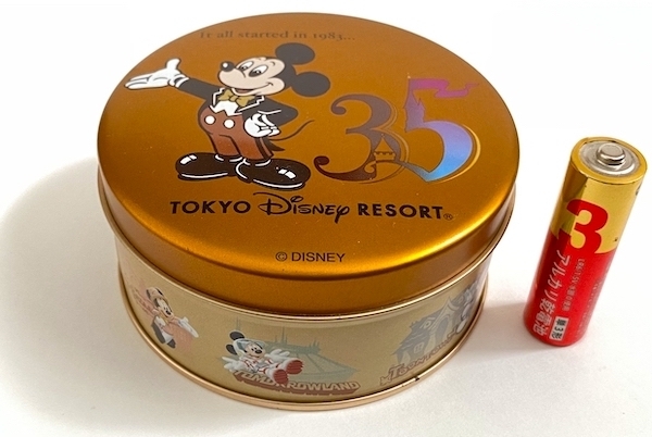 東京ディズニーリゾート 35周年 お菓子缶 ゴールド 空き缶 小物入れ 収納 缶ケース ミッキーマウス 同梱可