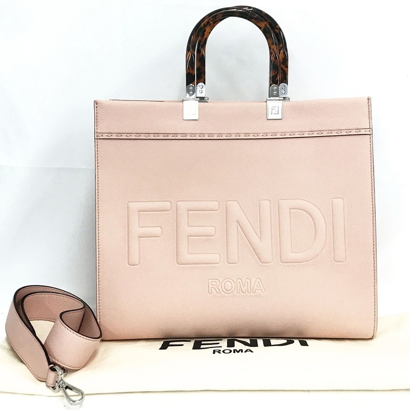 【未使用品】FENDI フェンディ サンシャイン ミディアム ショッパー ロゴエンボス トート 8BH386 ALFY F065R ペールピンク レザー