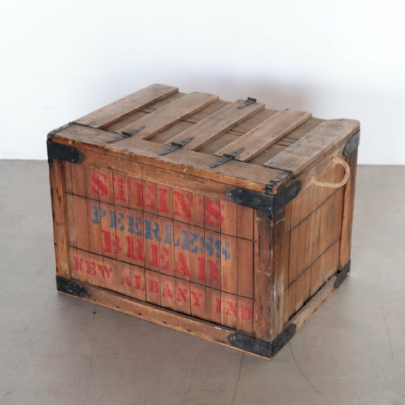 木箱 ウッドボックス ヴィンテージ 収納 収納ボックス 木製 ステンシル アメリカ 雑貨 アドバタイジング オリジナル インダストリアル