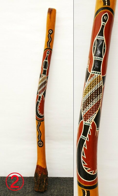 ○2) ディジュリドゥ 楽器 オーストラリア アボリジニ 民族楽器 木製 金管楽器 全長119cm 民俗楽器