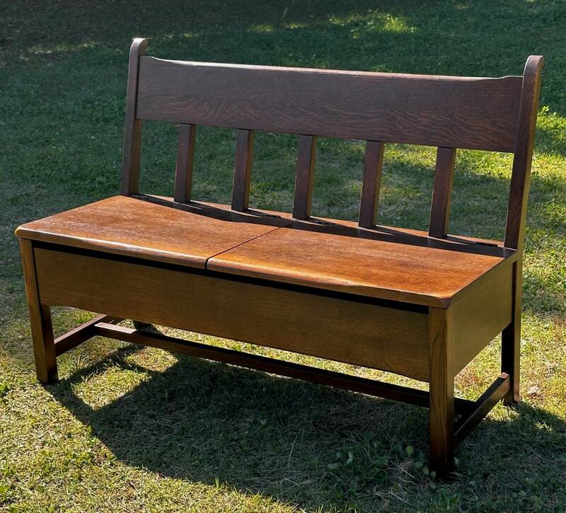 柏木工 KASHIWA ウィルダネスシリーズ オーク材 ２人掛け ベンチ 長椅子 便利な座面収納付き！ 木製椅子 定価14万円 幅115cm 高さ81cm