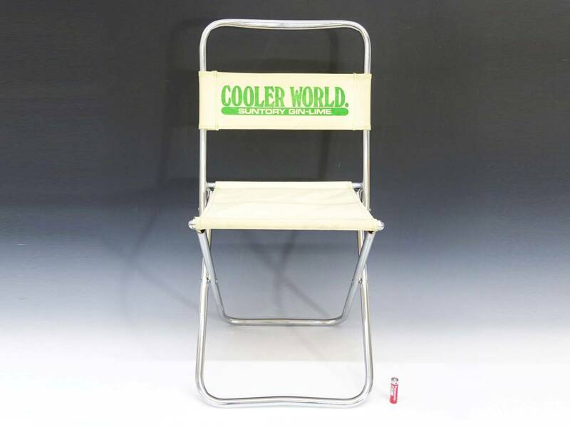 ◆(NS) 昭和レトロ サントリー SUNTORY レジャー用 椅子 折り畳み イス チェア COOLER WORLD. GIN-LIME アウトドア用品 企業物 